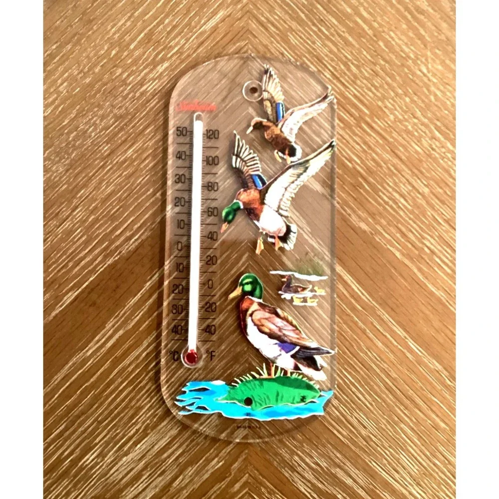 Vintage Sunbeam Outdoor Thermometer With Mallards Made In USA